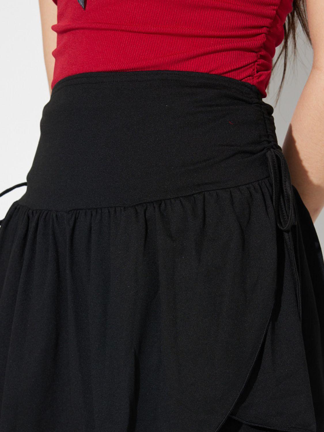Side Tie Asymmetric Hem Mini Skirt - Clothes For Her Online Store