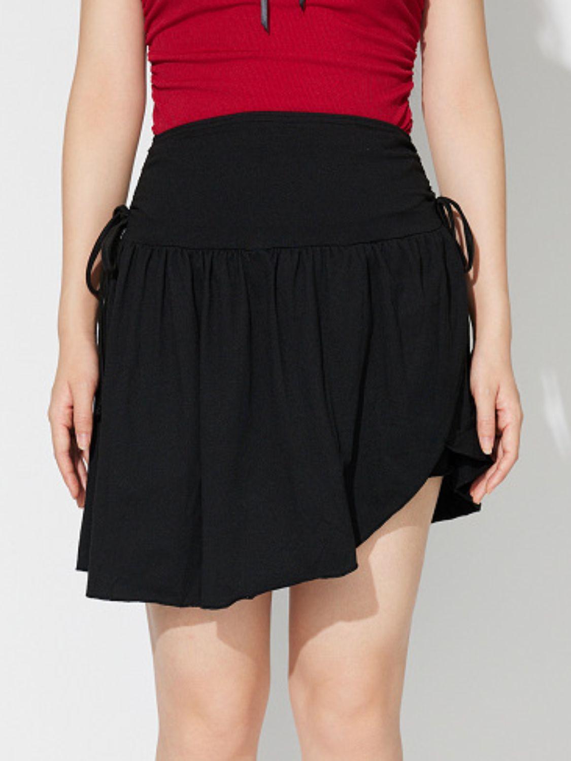 Side Tie Asymmetric Hem Mini Skirt - Clothes For Her Online Store