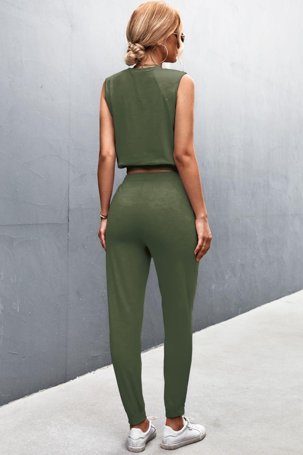 Sleeveless Top and Joggers Set - Clothes For Her Online Store