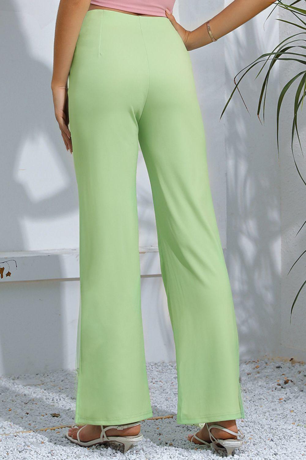 Slit High-Rise Flare Pants - Clothes For Her Online Store