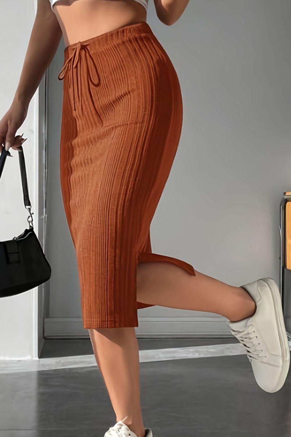 Slit High Waist Skirt - Clothes For Her Online Store