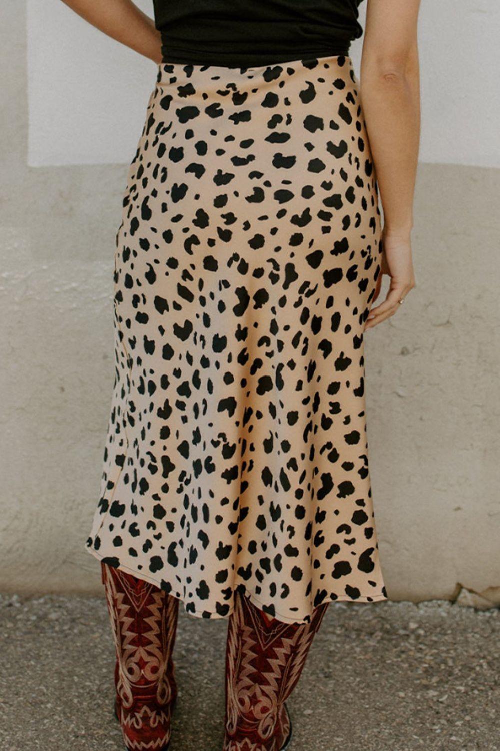 Slit Printed Midi Skirt - Clothes For Her Online Store