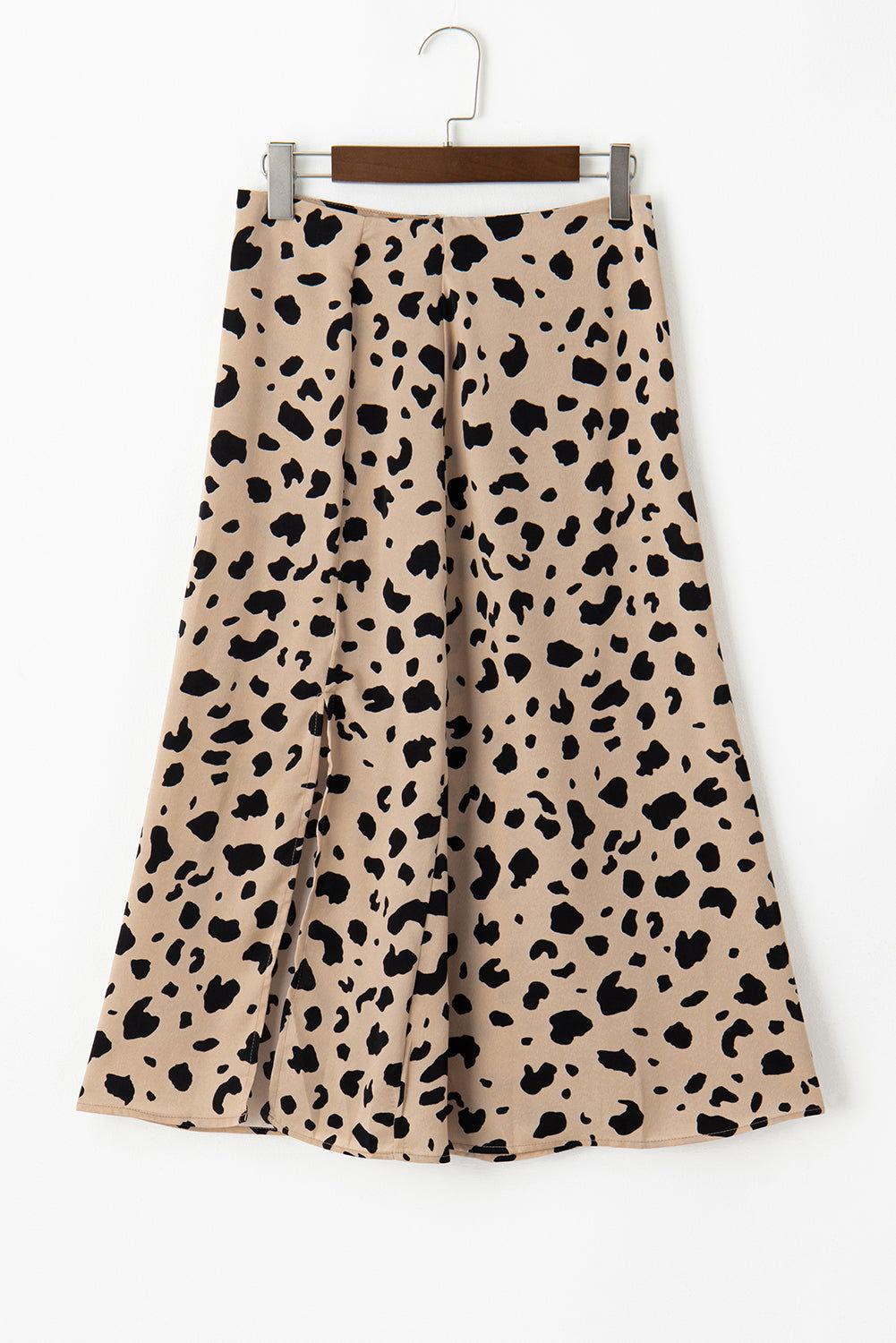 Slit Printed Midi Skirt - Clothes For Her Online Store