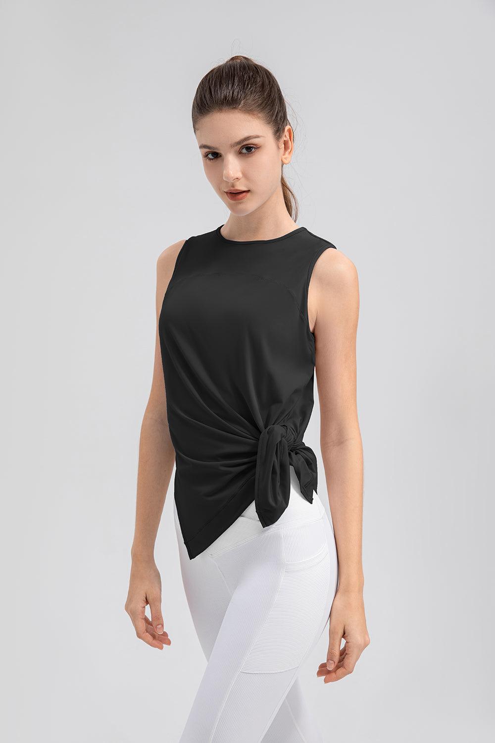 Slit Round Neck Tank - Clothes For Her Online Store