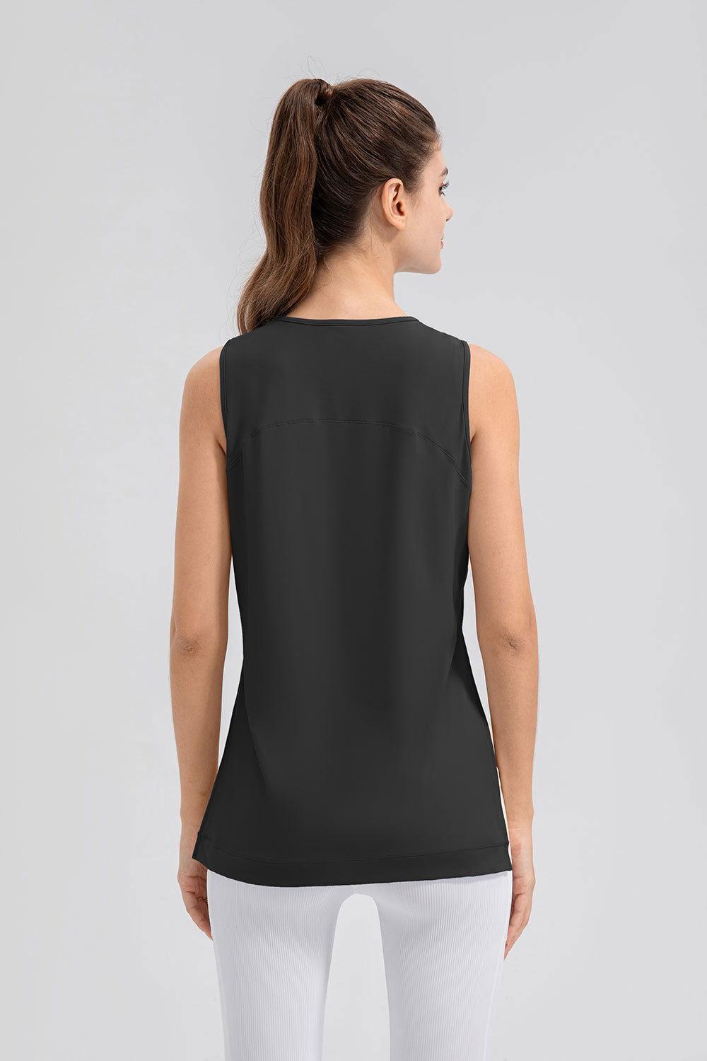 Slit Round Neck Tank - Clothes For Her Online Store