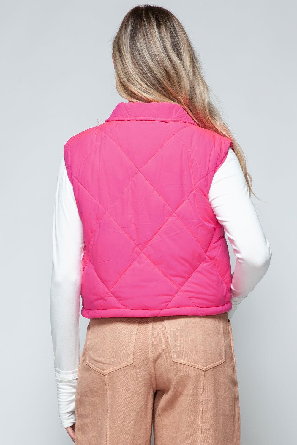 Snobbish Snap Down Quilted Crop Vest - Clothes For Her Online Store