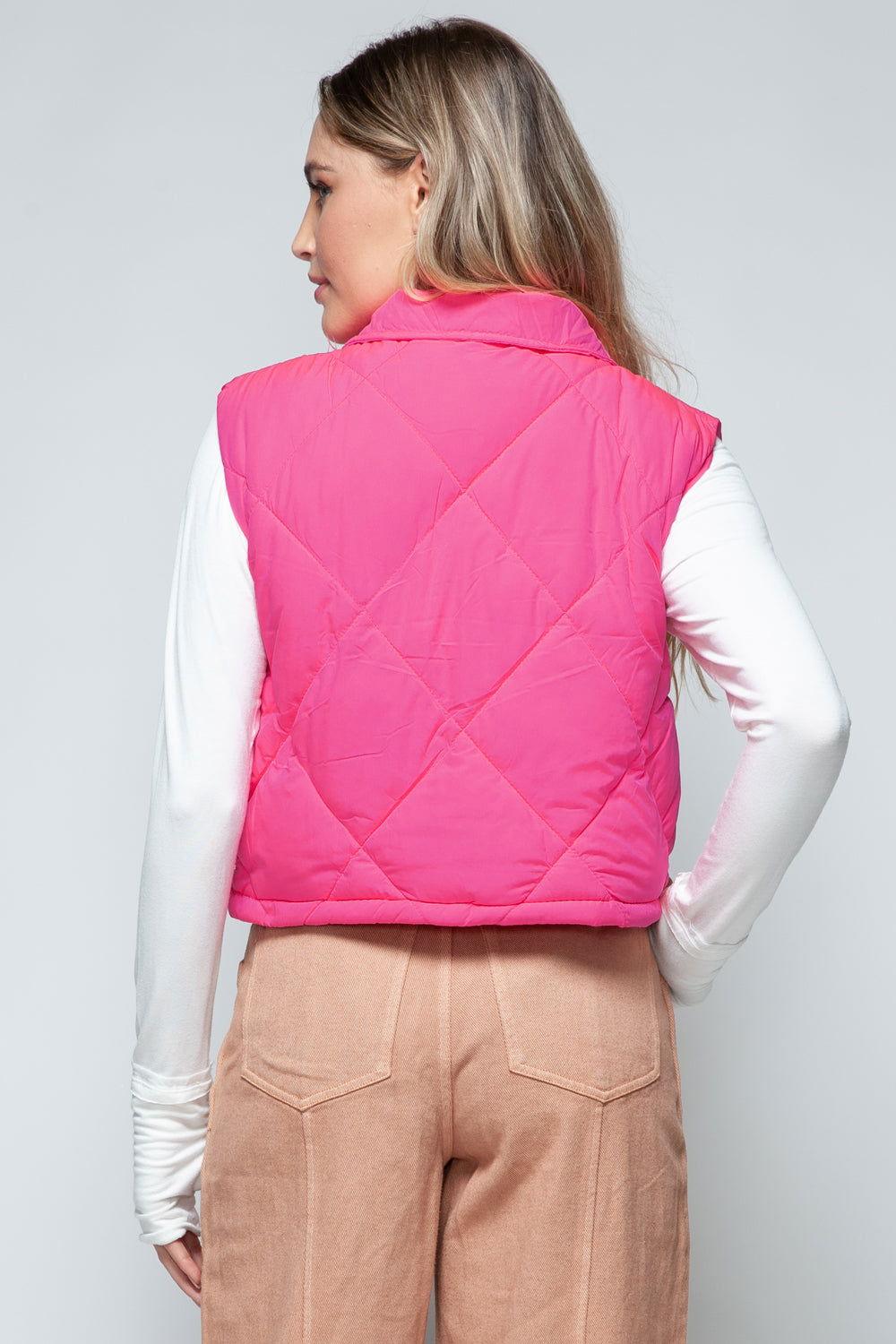 Snobbish Snap Down Quilted Crop Vest - Clothes For Her Online Store