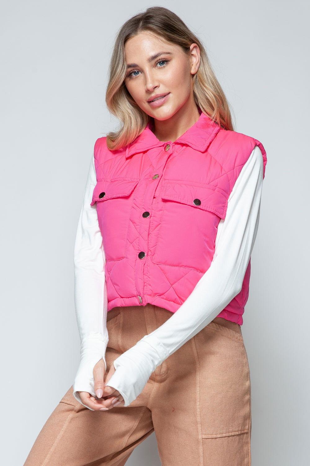 Snobbish Snap Down Quilted Crop Vest - Clothes For Her Online Store