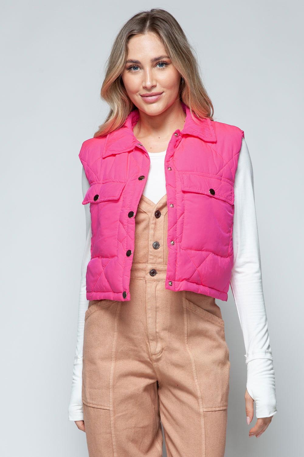 Snobbish Snap Down Quilted Crop Vest - Clothes For Her Online Store