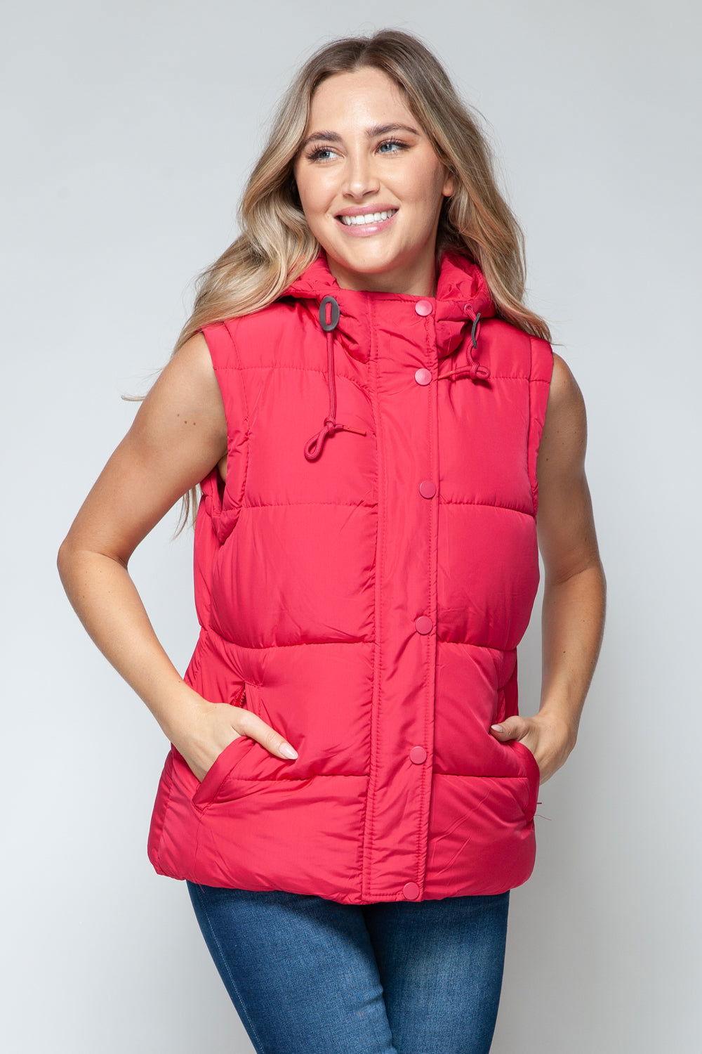 Snobbish Snap and Zip Closure Hooded Vest - Clothes For Her Online Store