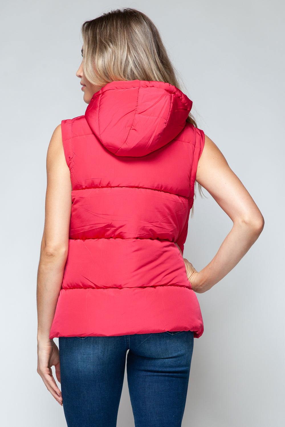 Snobbish Snap and Zip Closure Hooded Vest - Clothes For Her Online Store