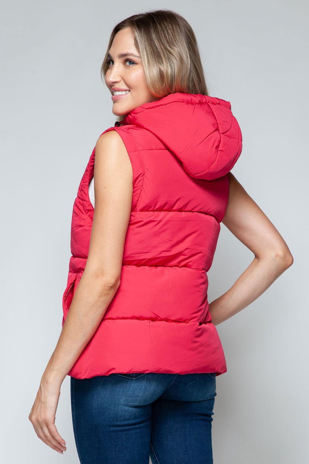 Snobbish Snap and Zip Closure Hooded Vest - Clothes For Her Online Store