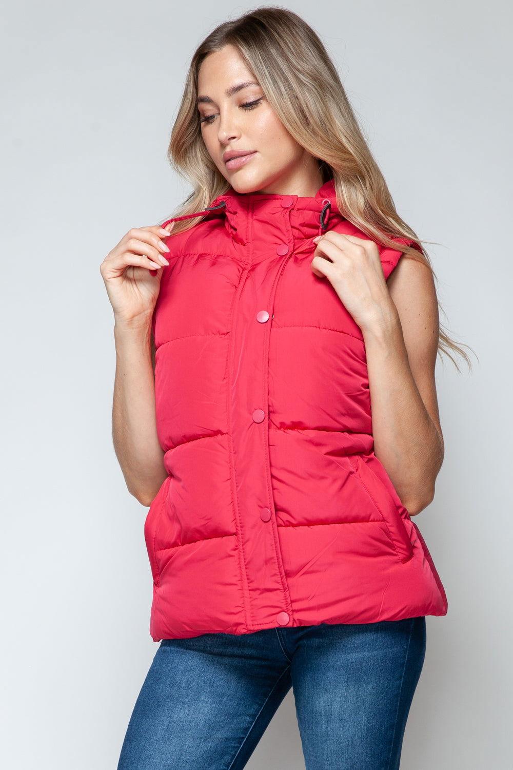 Snobbish Snap and Zip Closure Hooded Vest - Clothes For Her Online Store