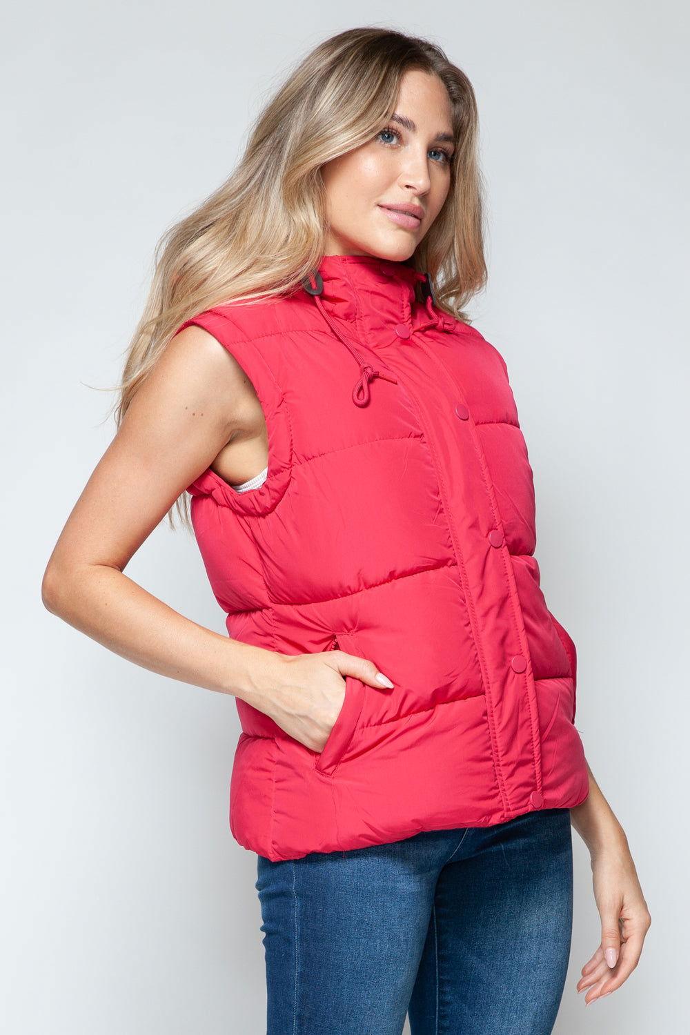 Snobbish Snap and Zip Closure Hooded Vest - Clothes For Her Online Store