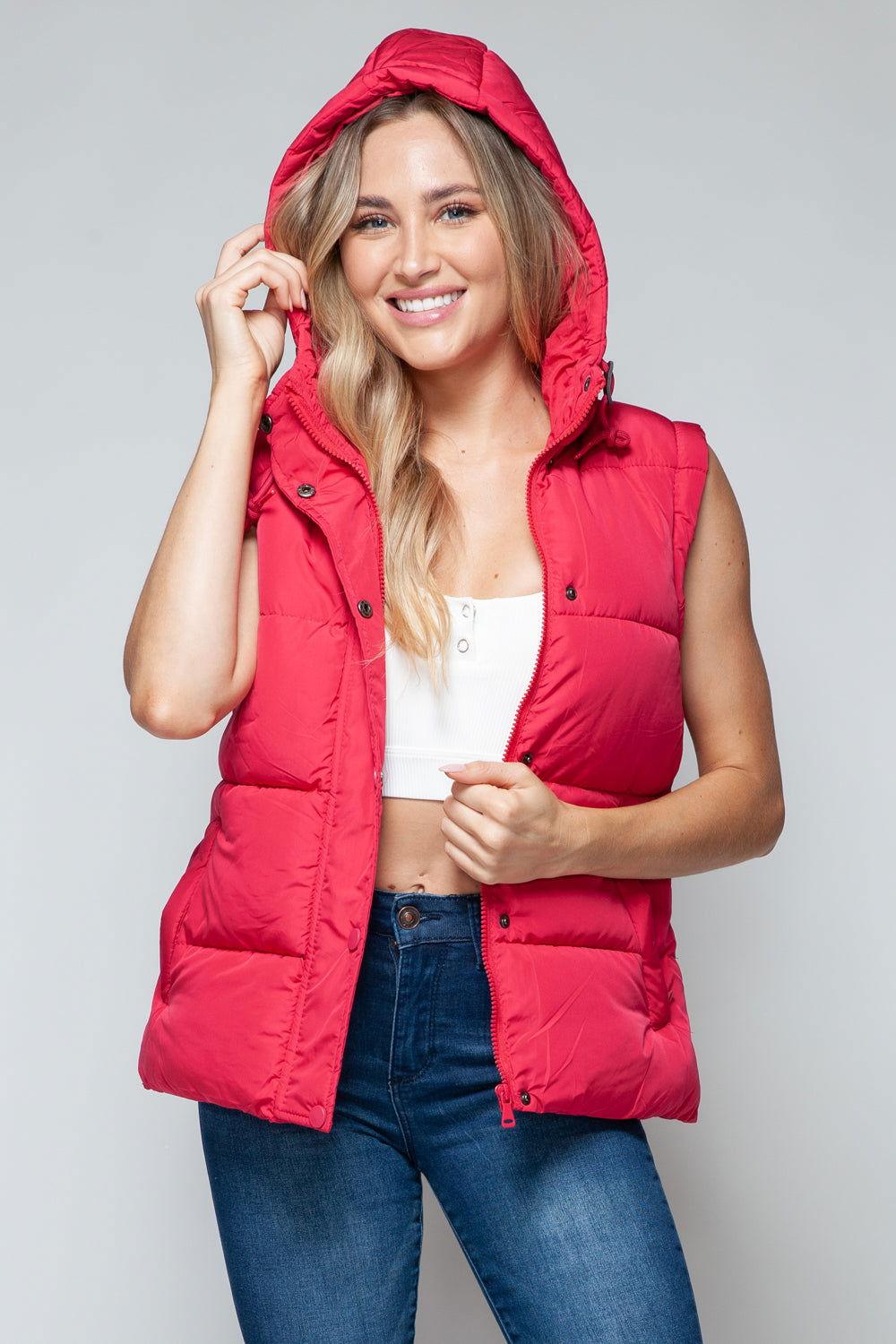 Snobbish Snap and Zip Closure Hooded Vest - Clothes For Her Online Store