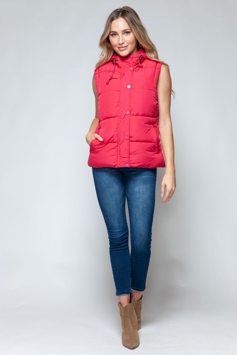 Snobbish Snap and Zip Closure Hooded Vest - Clothes For Her Online Store