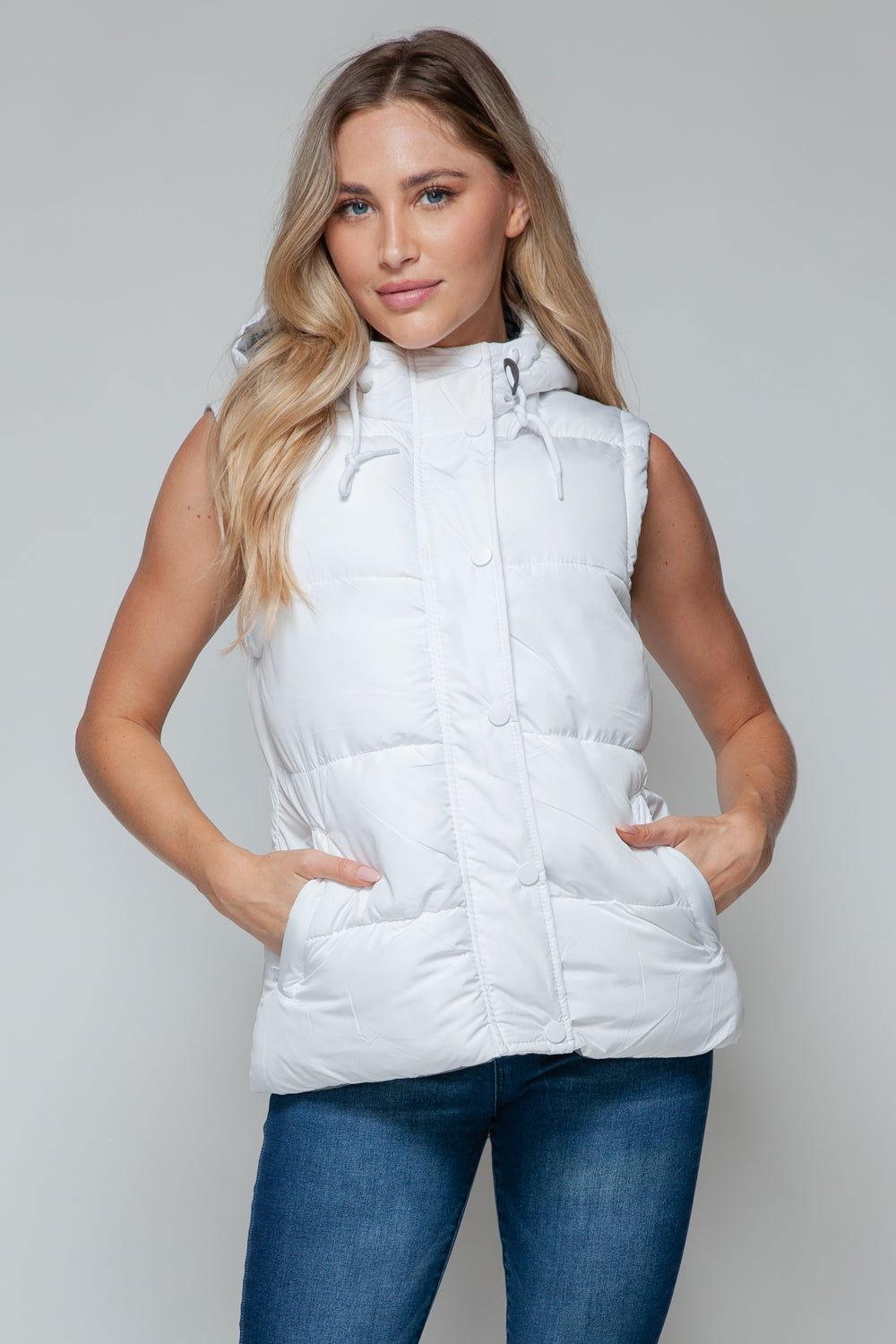 Snobbish Snap and Zip Closure Hooded Vest - Clothes For Her Online Store