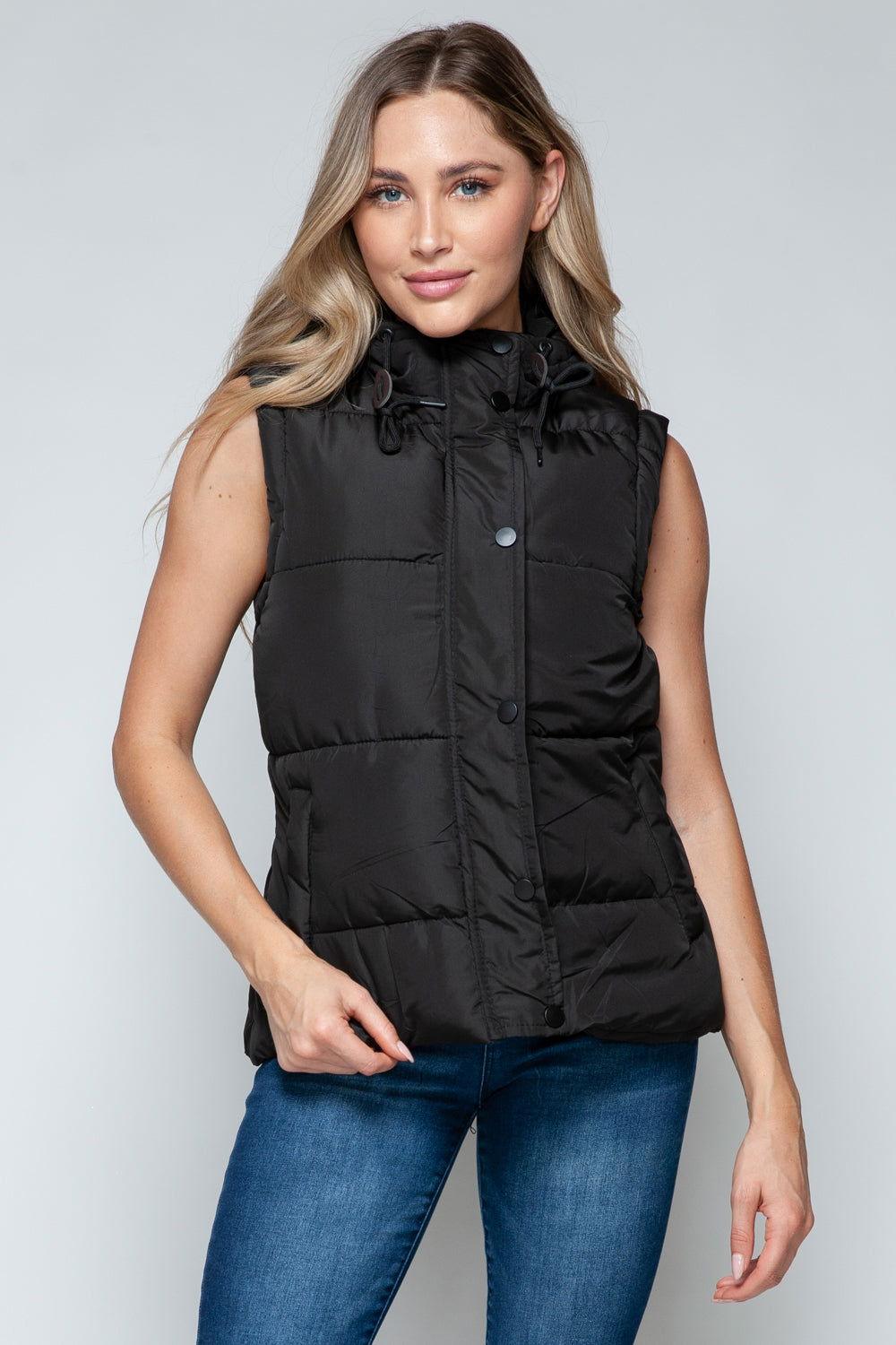 Snobbish Snap and Zip Closure Hooded Vest - Clothes For Her Online Store