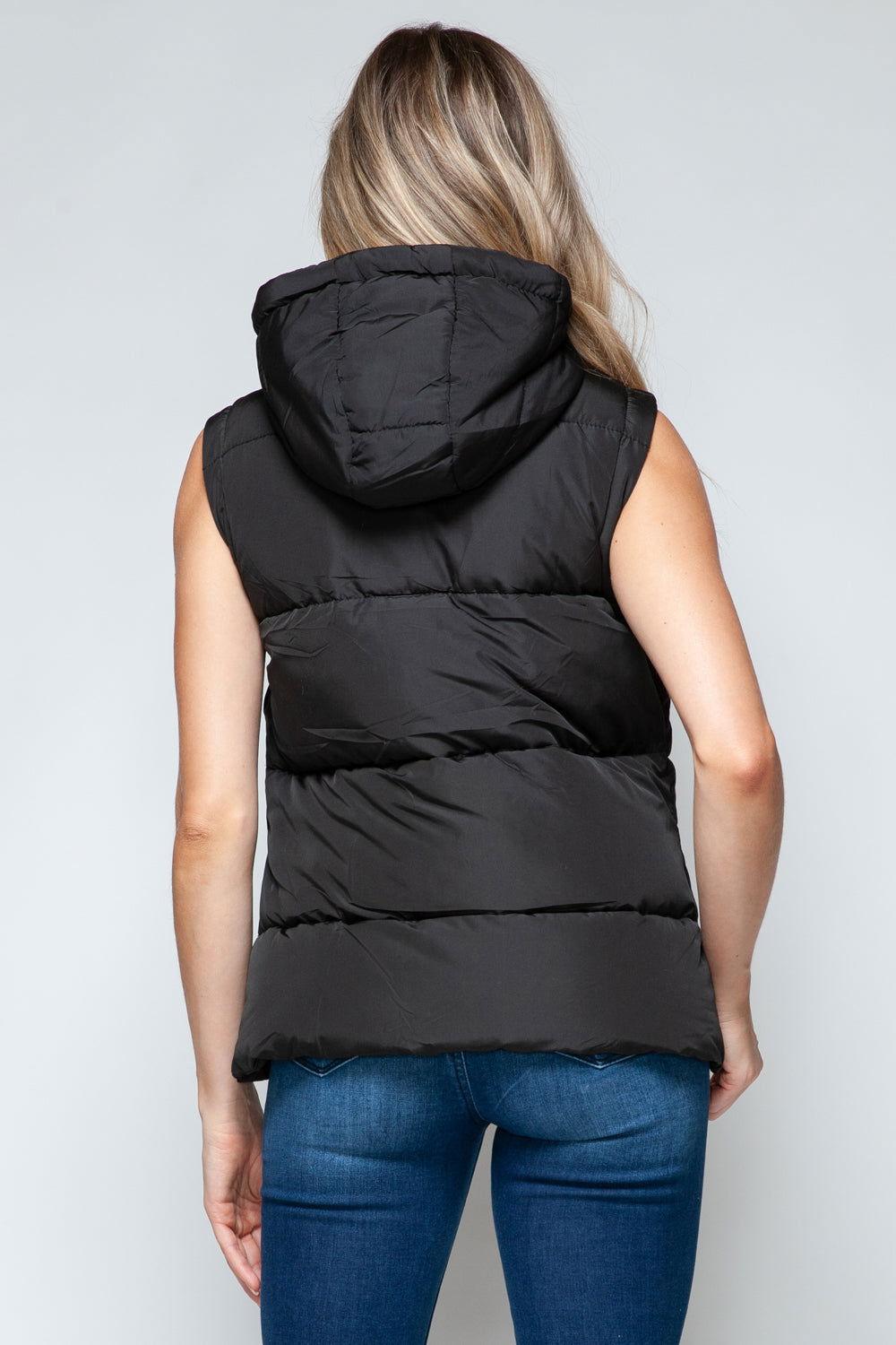 Snobbish Snap and Zip Closure Hooded Vest - Clothes For Her Online Store