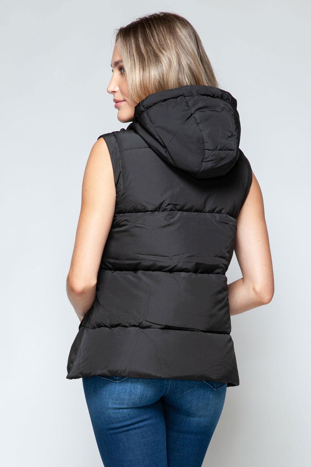 Snobbish Snap and Zip Closure Hooded Vest - Clothes For Her Online Store