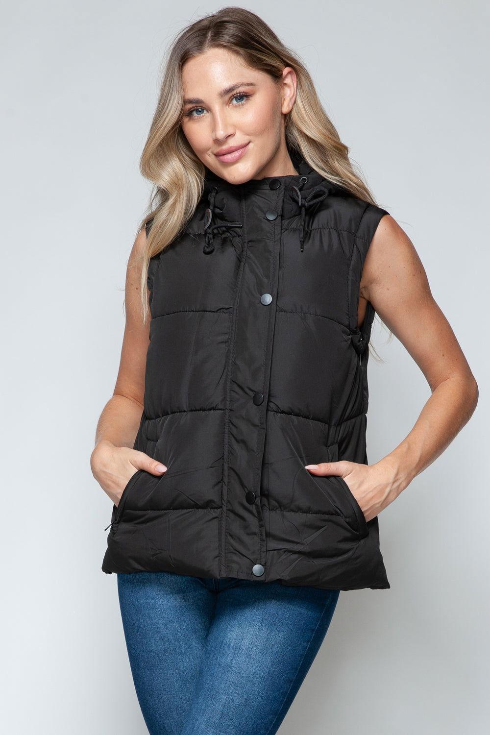 Snobbish Snap and Zip Closure Hooded Vest - Clothes For Her Online Store