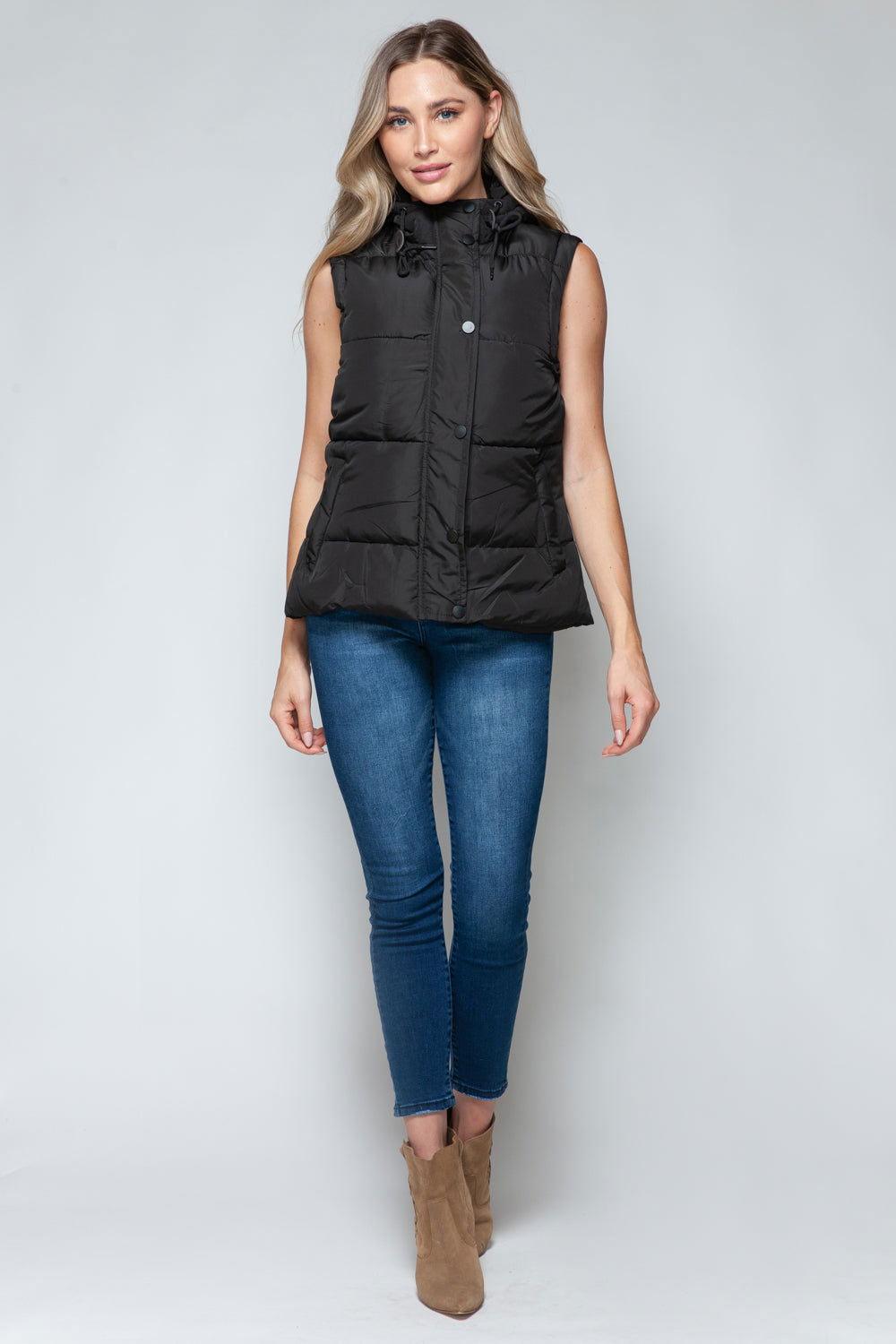 Snobbish Snap and Zip Closure Hooded Vest - Clothes For Her Online Store