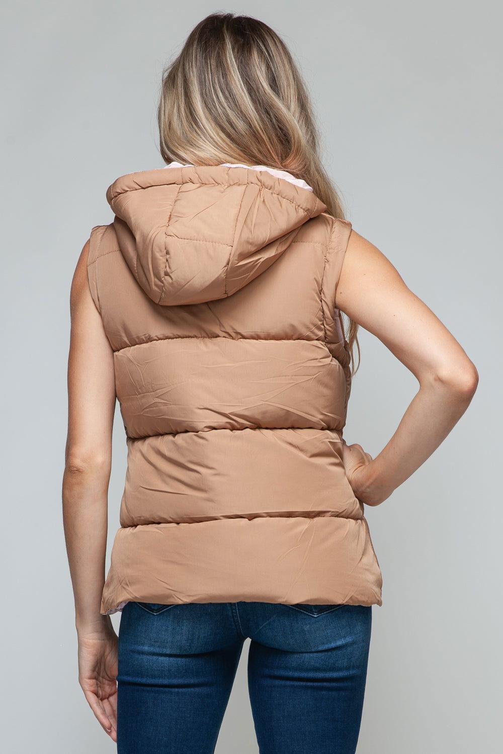 Snobbish Snap and Zip Closure Hooded Vest - Clothes For Her Online Store