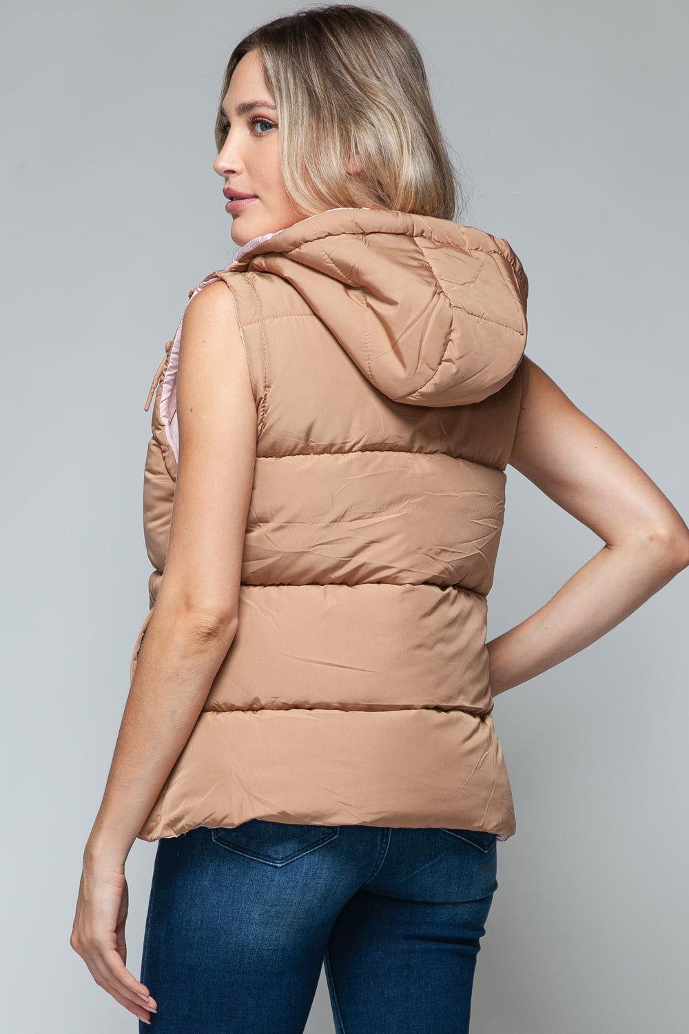 Snobbish Snap and Zip Closure Hooded Vest - Clothes For Her Online Store