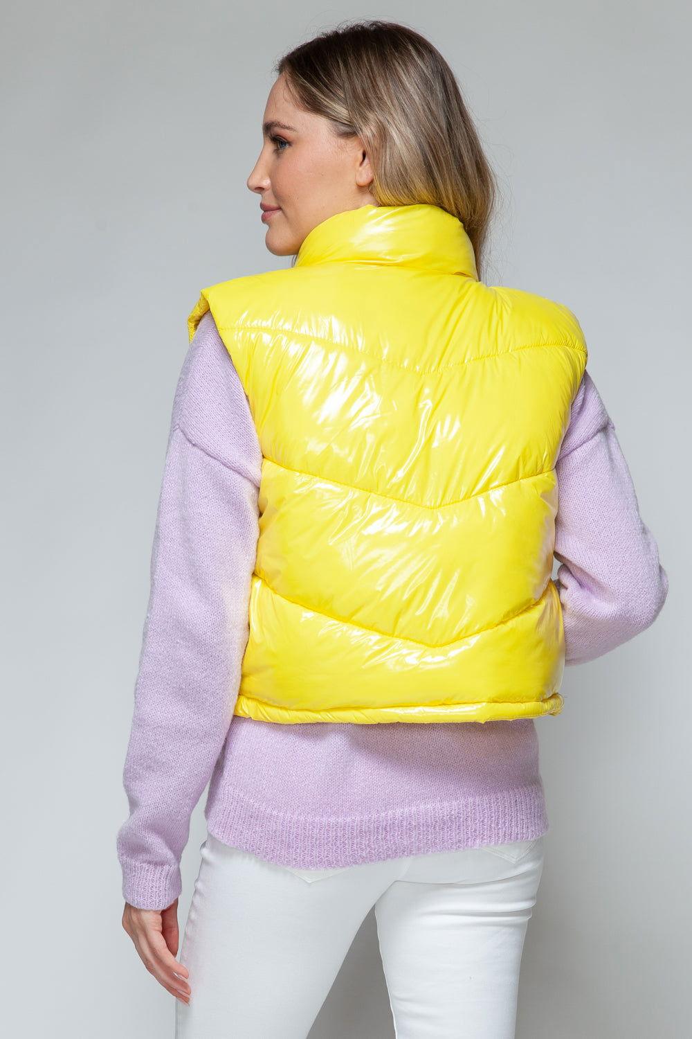 Snobbish Zip Up Turtleneck Shiny Quilted Vest - Clothes For Her Online Store