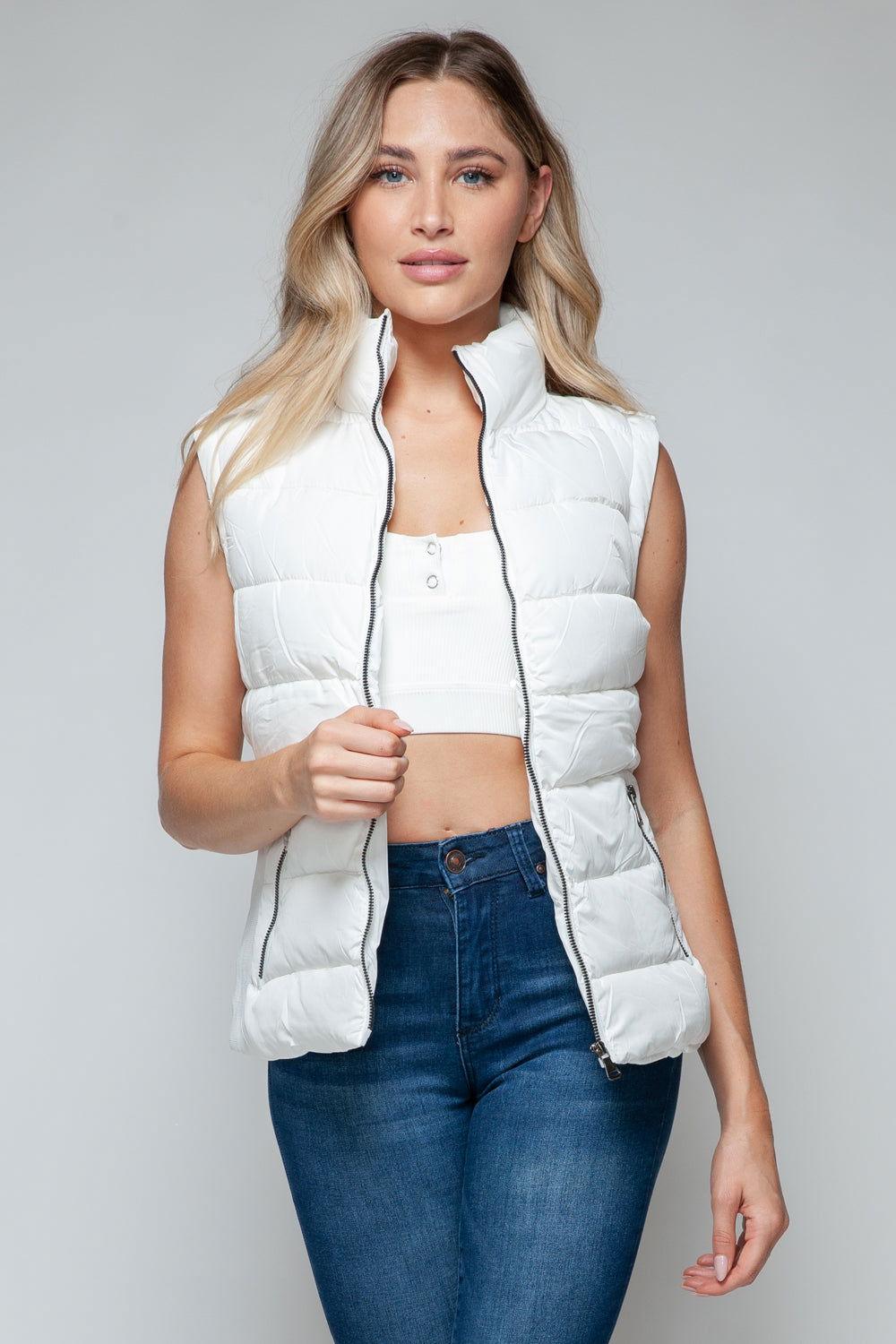 Snobbish Zip Up Turtleneck Vest with Pockets - Clothes For Her Online Store