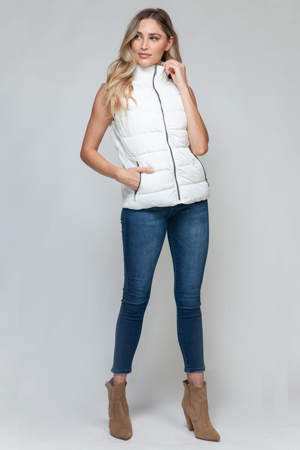 Snobbish Zip Up Turtleneck Vest with Pockets - Clothes For Her Online Store