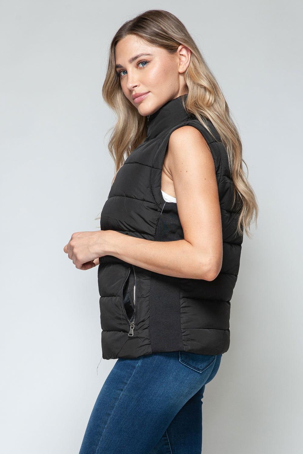 Snobbish Zip Up Turtleneck Vest with Pockets - Clothes For Her Online Store