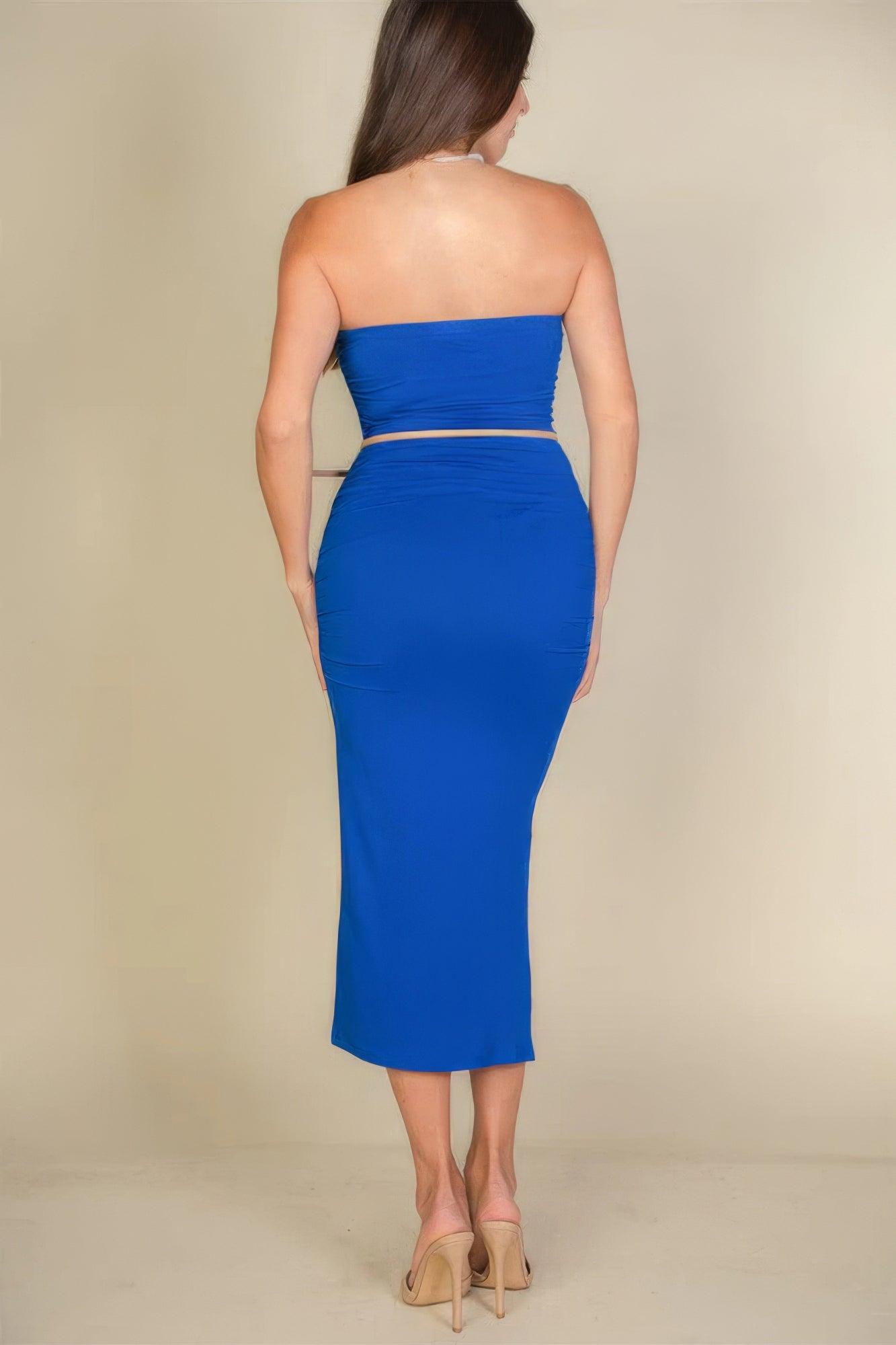 Solid Bodycon Split Hem Tube Dress - Clothes For Her Online Store