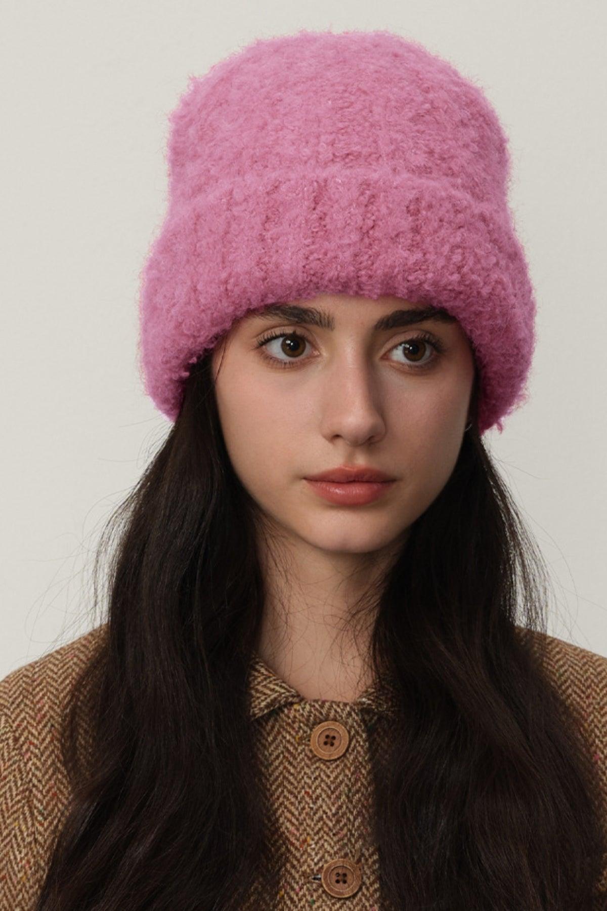 Solid Color Thermal Knit Hat - Clothes For Her Online Store