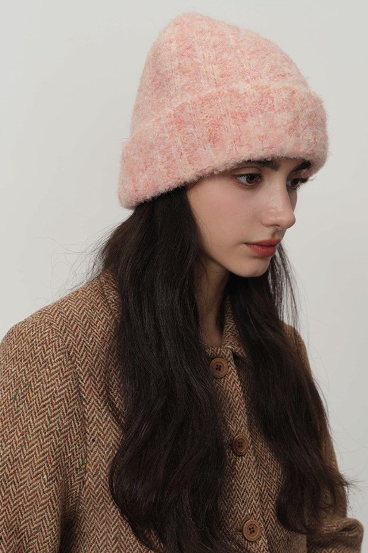 Solid Color Thermal Knit Hat - Clothes For Her Online Store