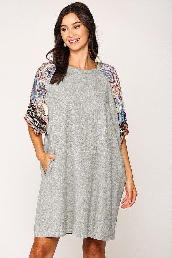 Solid Side Pocket Shift Dress - Clothes For Her Online Store