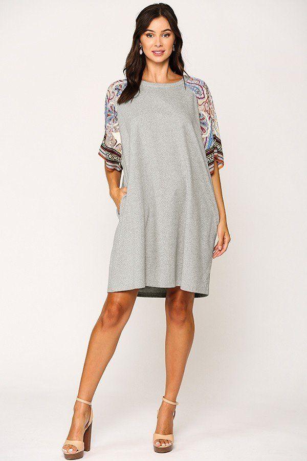 Solid Side Pocket Shift Dress - Clothes For Her Online Store