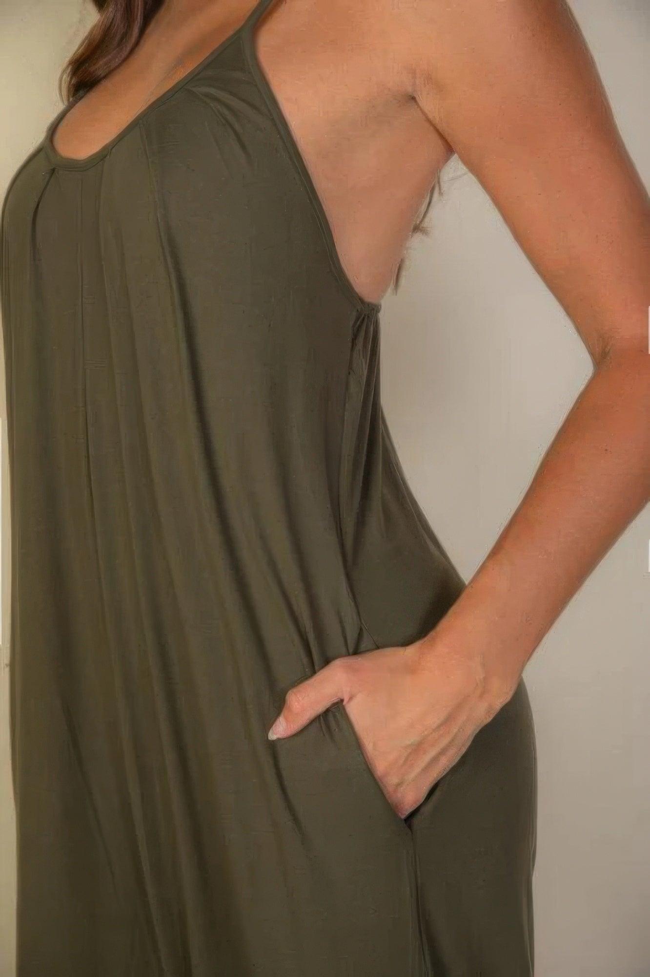 Spaghetti Strap Solid Wide Jumpsuit - Clothes For Her Online Store