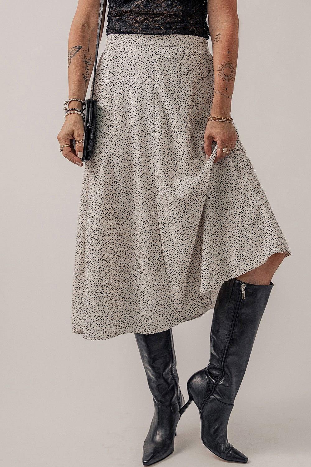 Speckle High Waist Midi Skirt - Clothes For Her Online Store