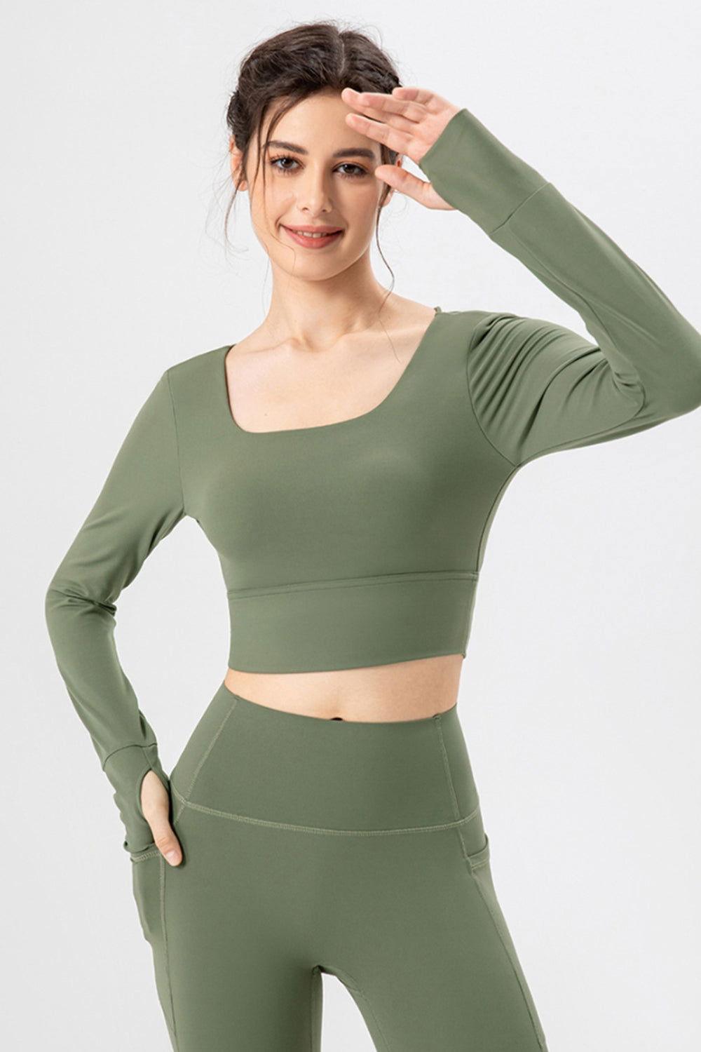 Square Neck Crisscross Active T-Shirt - Clothes For Her Online Store