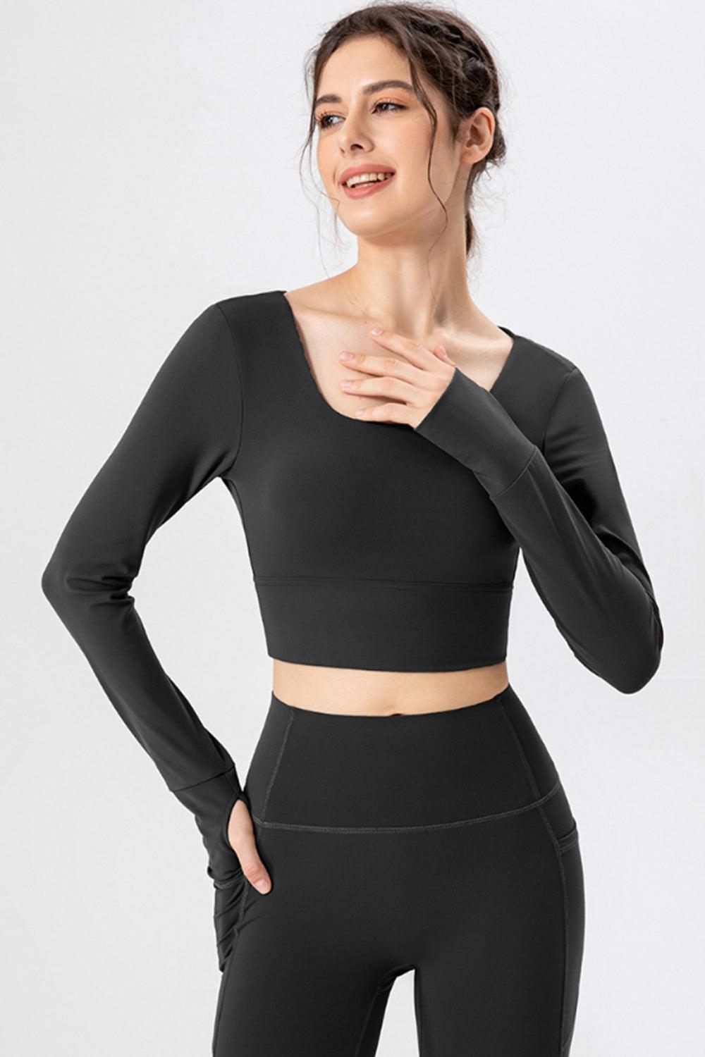 Square Neck Crisscross Active T-Shirt - Clothes For Her Online Store