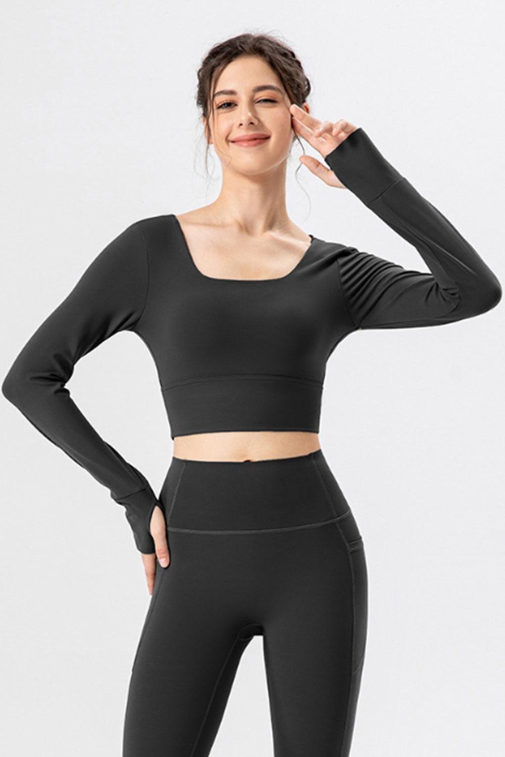 Square Neck Crisscross Active T-Shirt - Clothes For Her Online Store