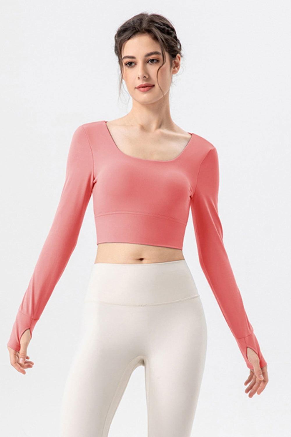 Square Neck Crisscross Active T-Shirt - Clothes For Her Online Store