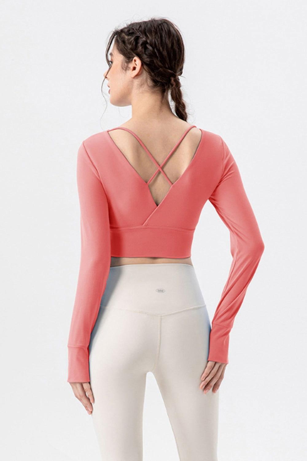 Square Neck Crisscross Active T-Shirt - Clothes For Her Online Store