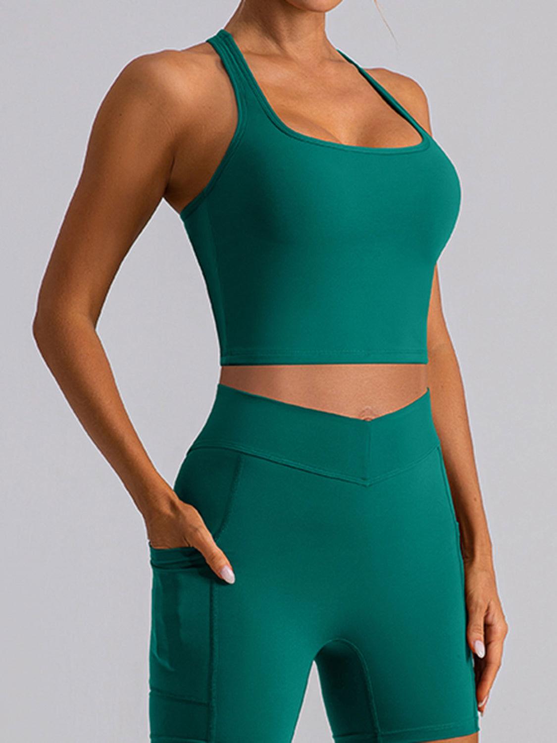 Square Neck Racerback Cropped Tank - Clothes For Her Online Store