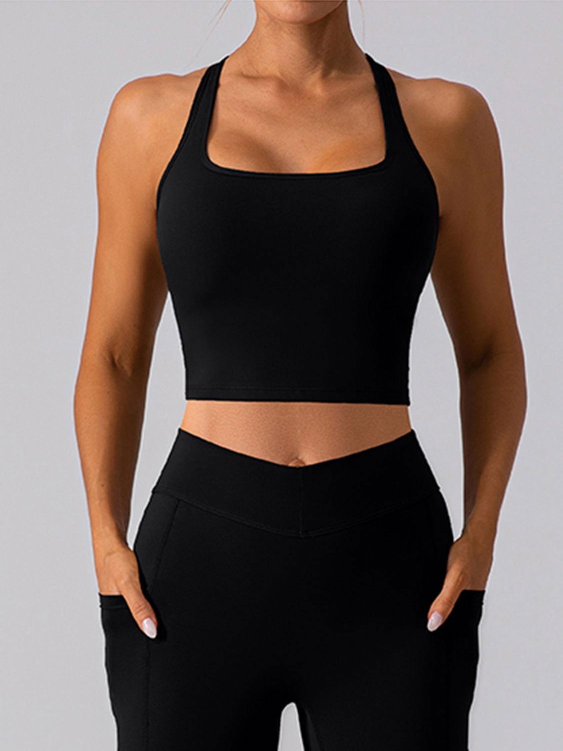Square Neck Racerback Cropped Tank - Clothes For Her Online Store