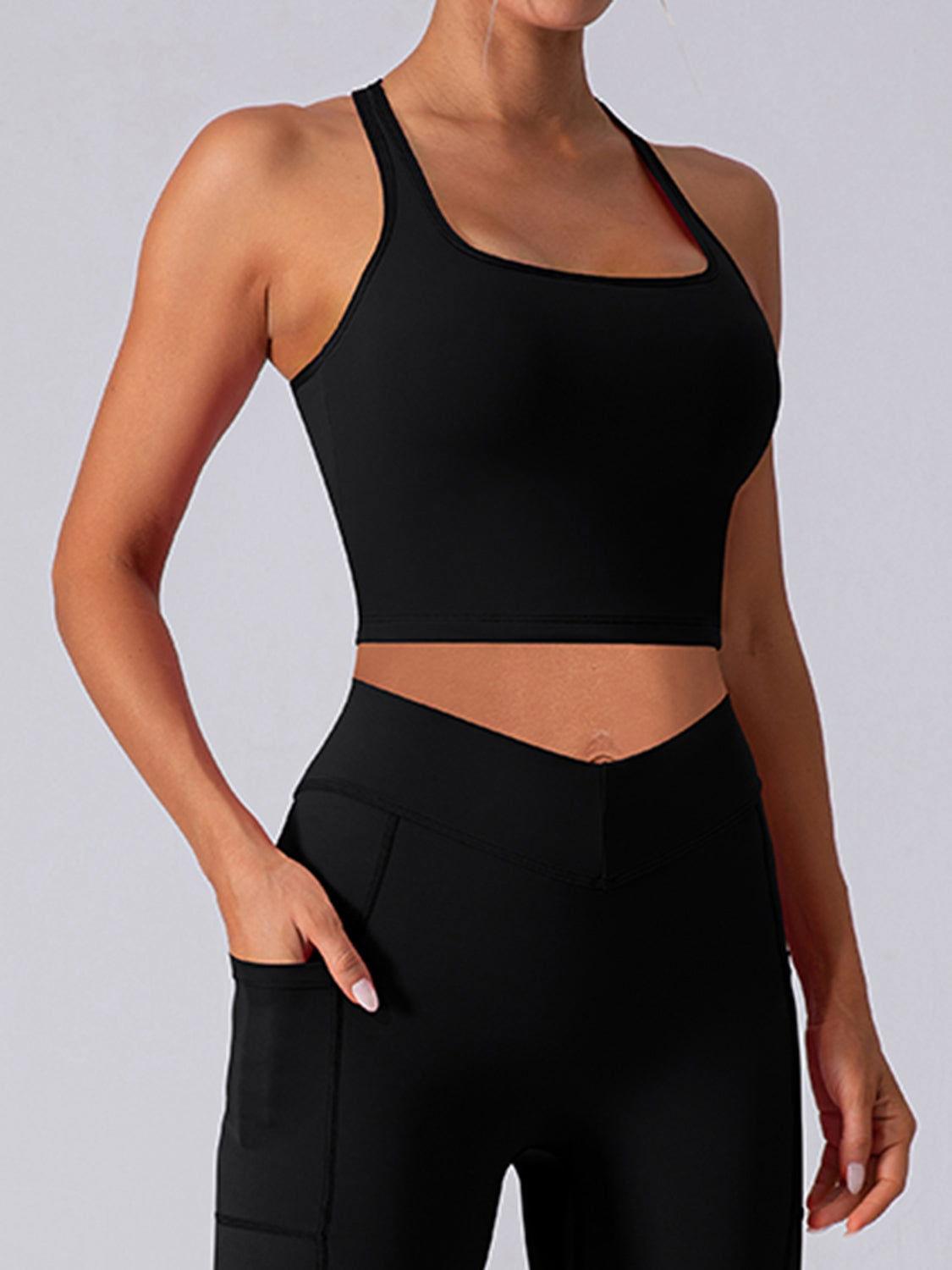Square Neck Racerback Cropped Tank - Clothes For Her Online Store