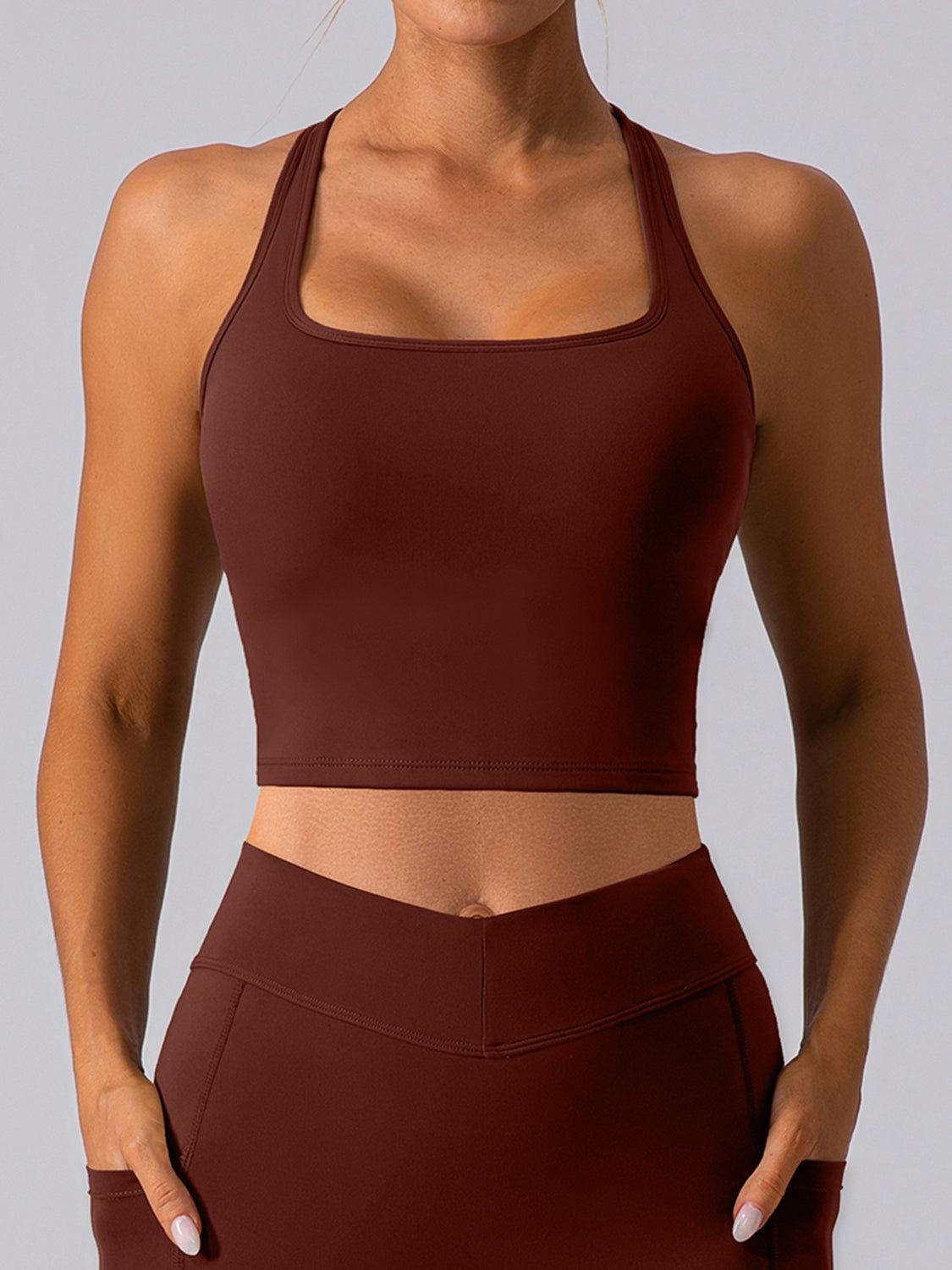 Square Neck Racerback Cropped Tank - Clothes For Her Online Store