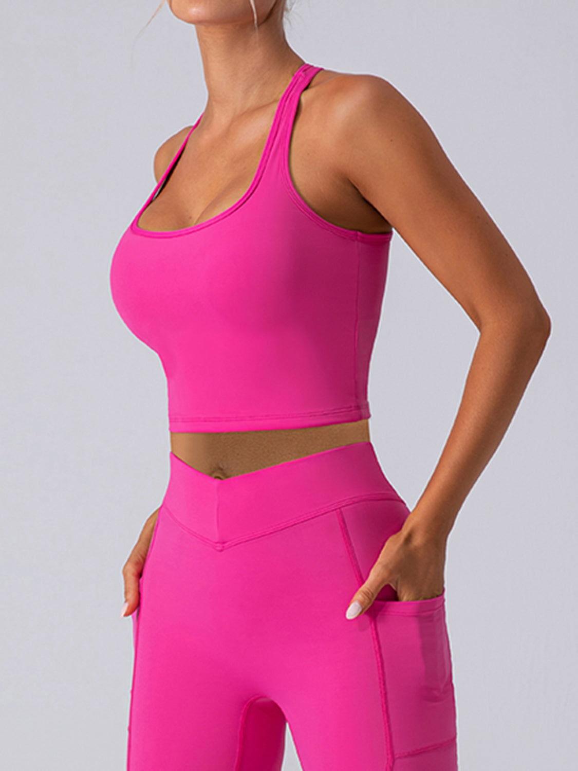 Square Neck Racerback Cropped Tank - Clothes For Her Online Store
