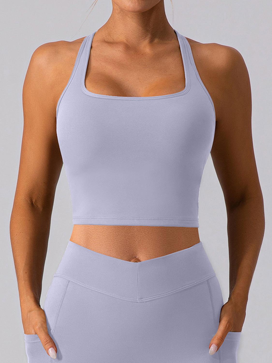Square Neck Racerback Cropped Tank - Clothes For Her Online Store